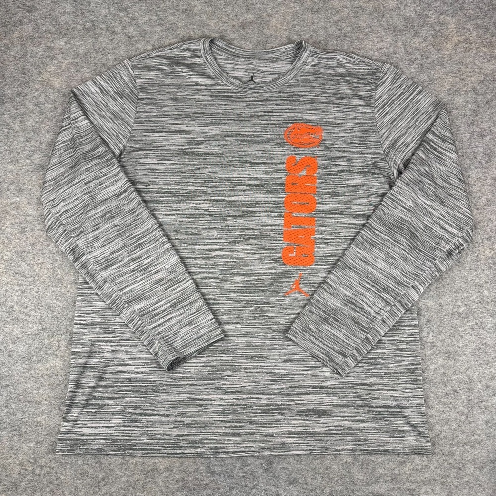 Nike Jordan Dri Fit Florida Gators Shirt Long Sleeve Polyester Gray Mens‎ XL